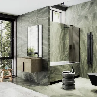 Шторка на ванну MaybahGlass MGV-74-6у 60см чёрный